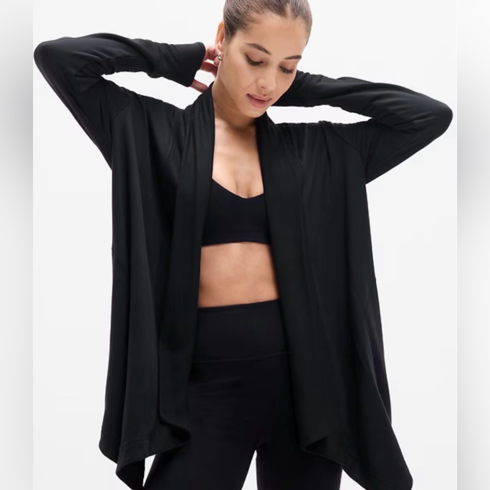 Athleta black thin sporty cardigan wrap size XS